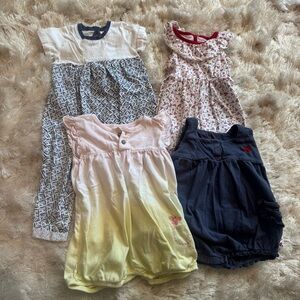 Organic Cotton Burt’s Bees Summer Spring Girl Romper Bundle - 18 mo